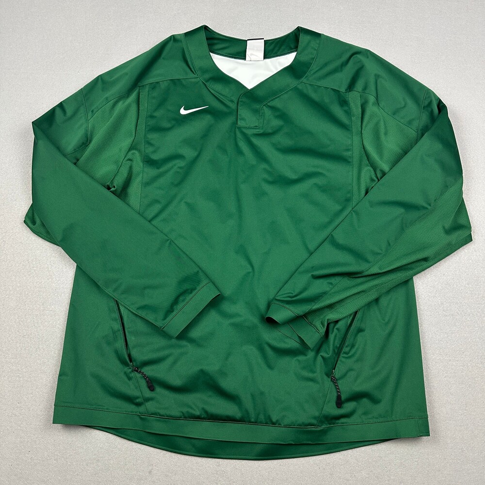 Nike Jacket Men Large Green Lightweight Baseball Training Windshirt Pullover L *